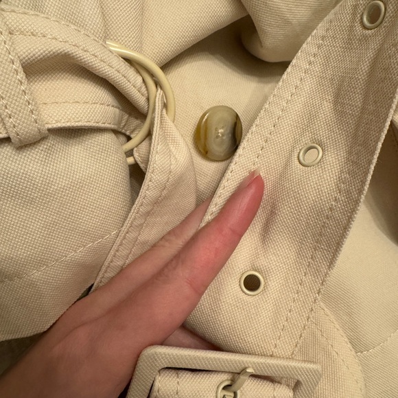 Vince S M Cropped Trench Coat Blazer Spring Jacket Ivory Cream Beige - Picture 7 of 14